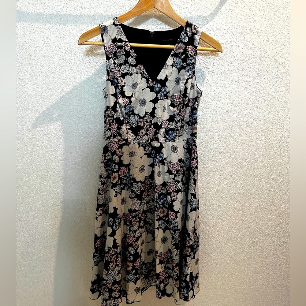 Ann Taylor dark blue, white, and pink floral dress 00P